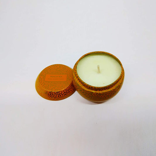 AURA MYST Mini Printed Tin Candle Peach Tea - Multi