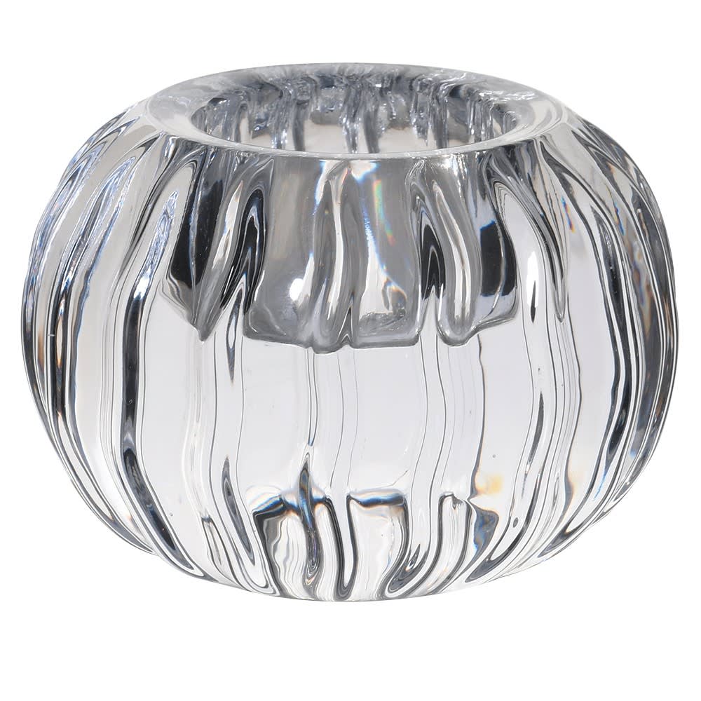 Dwell Round Ribbed Glass Candle Holder