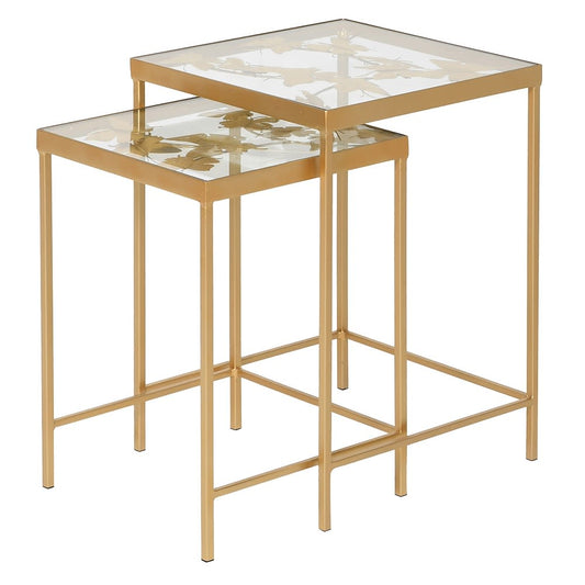 Dwell Set Of 2 Gld Butterfly Side Tables