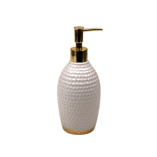 Dwell White Gold Ribbon Lotion Dispenser - White