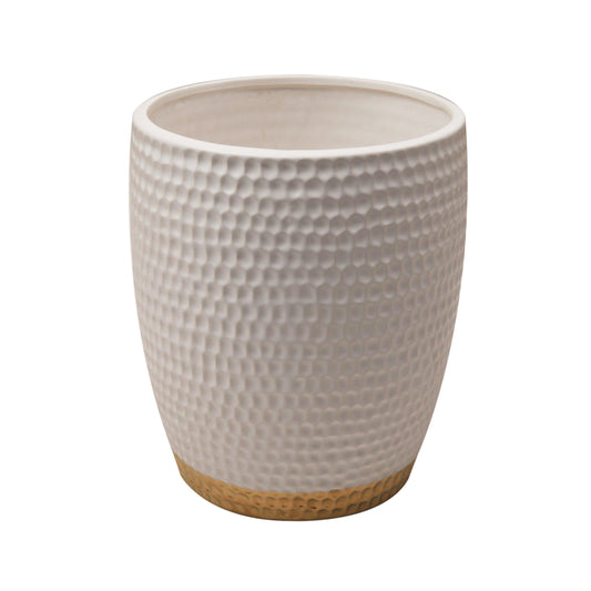 Dwell White Gold Ribbon Waste Basket - White