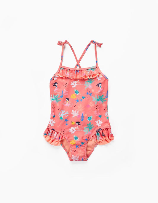 Zippy Swimsuit Upf 80 For Girls 'The Beach', Coral