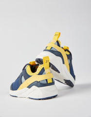 حذاء رياضي زيبي للأولاد الصغار «سوبرلايت رانر»، أزرق داكن/أصفر