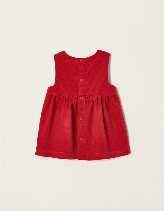 Zippy Corduroy Dress For Newborn Baby Girls, Red