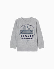 تي شيرت قطني بأكمام طويلة مطبوع عليه عبارة «Tennis Club» للأولاد من زيبي