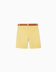 Zippy Chino Shorts With Belt For Boys, Yellow