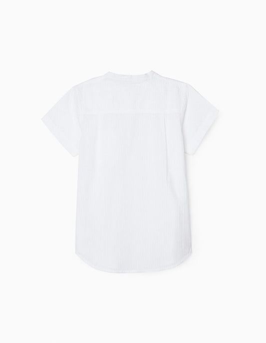 Zippy Textured Shirt For Boys, White