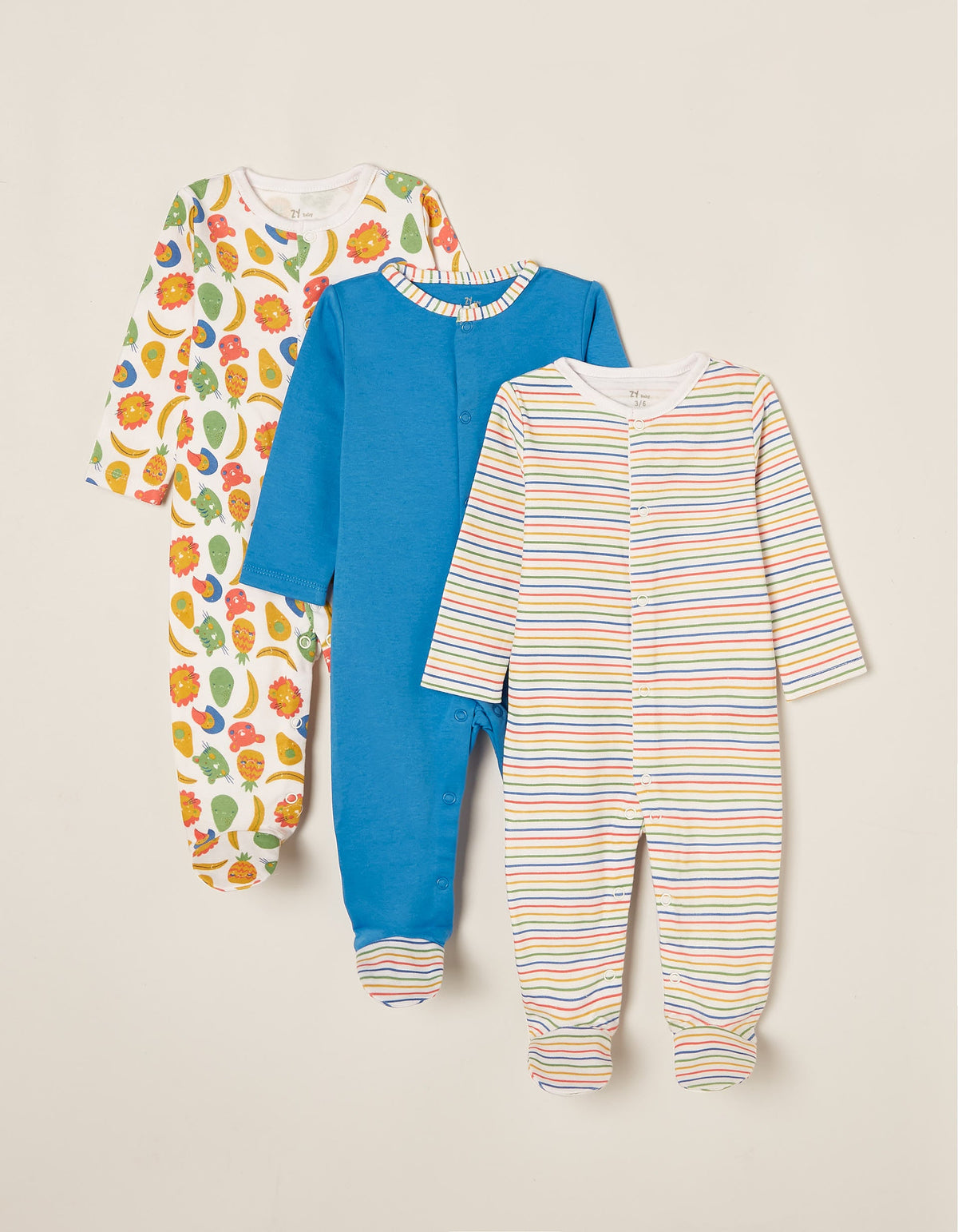 Zippy Baby Boy 'Tropical' 3 Pack Sleepsuits