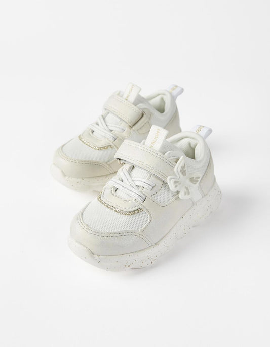 حذاء رياضي زيبي للفتيات الصغيرات «زي سوبرلايت رانر»، أبيض