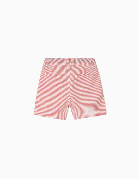 Zippy Striped Shorts For Baby Boys, Red/White