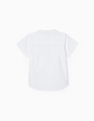 قميص منقوش للأولاد الصغار من زيبي، أبيض