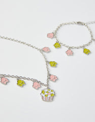 Zippy Necklace + Bracelet For Girls 'Popcorn', Silver