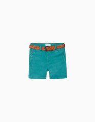 Zippy Chino Shorts With Belt For Baby Boys, Green