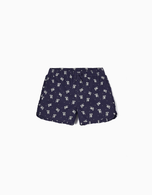 Zippy Cotton Shorts With Floral Pattern For Girls