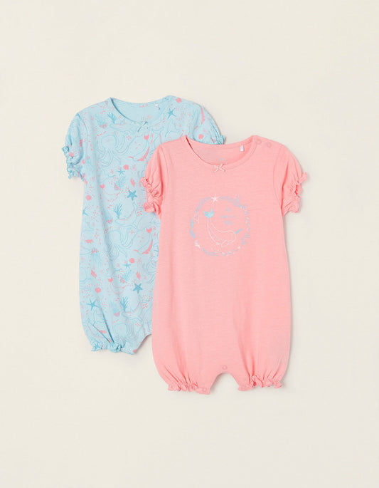 Zippy 2-Pack Cotton Romper Pyjamas For Baby Girls Sea Animals