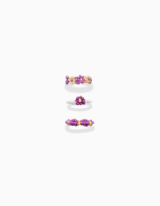 Zippy Pack 3 Beaded Rings For Girls, Lilac