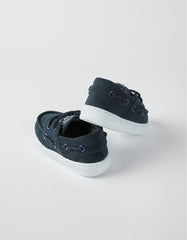 حذاء قارب من الجلد المدبوغ للأولاد من زيبي، أزرق داكن