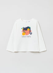 OVS Cotton T-shirt With Kitten Print